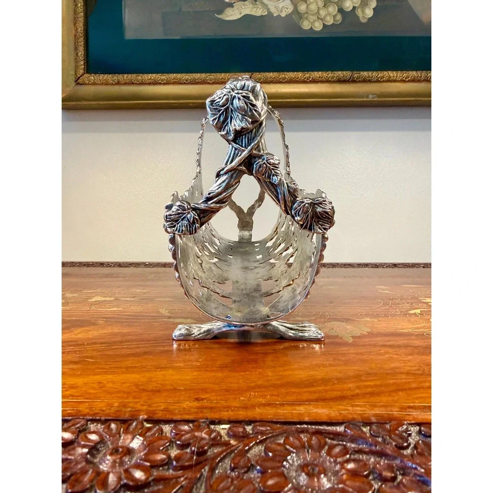 Vintage‎ Silverplate Wine Bottle Holder with Grapevine Design